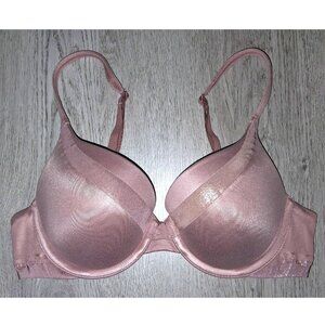 Victoria's Secret Body By Victoria Perfect Shape Push Up Bra Size 34B Mauve Pink